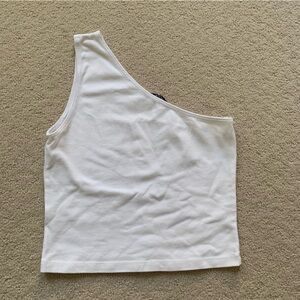 Brandy Melville Asymmetrical One Shoulder White Top